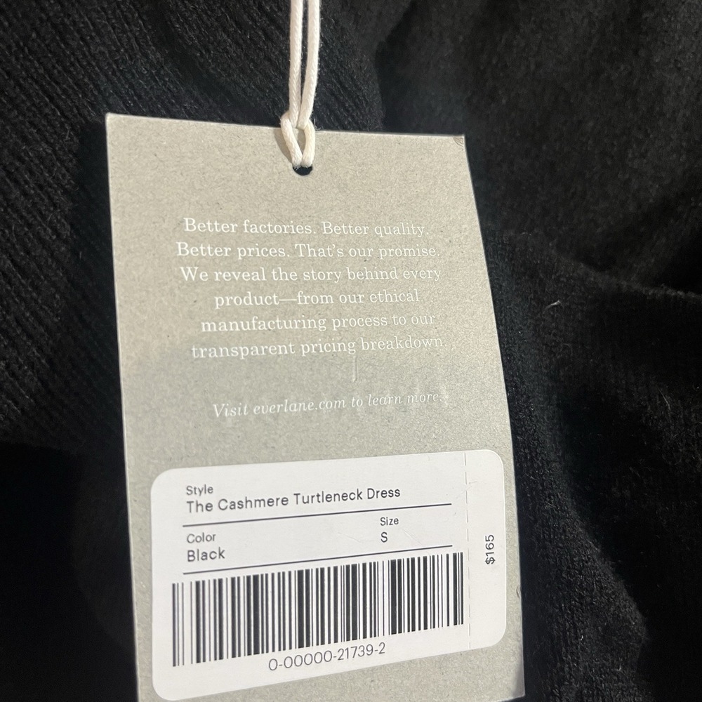 EVERLANE Cashmere Turtleneck Sweater Dress Black Small New W/Tag Retail $165 - Picture 3 of 10
